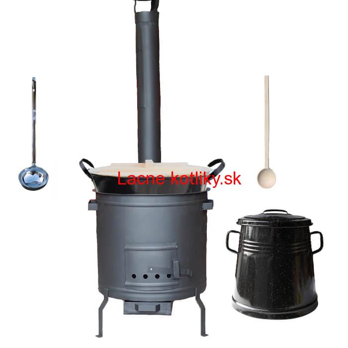 Smaltovaný kotol 100 L + žiaruvzdorná kotlina 60 cm PLUS 600 + Nádoba na masť 10 L