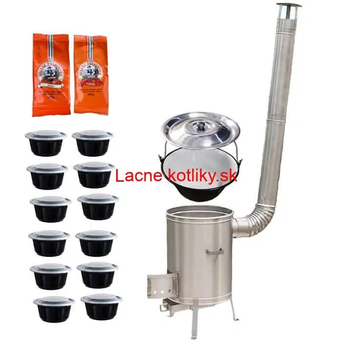 Smaltovaný kotlík 22 L (1,2 mm) + nerezová kotlina 42 cm LUX + misky 12 ks + 2 x korenie na guláš 100 g