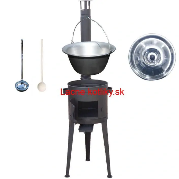 Nerezový kotlík 20 L (1,5 mm) + vysoká žiaruvzdorná kotlina (2,0 mm) HODO 42 cm PLUS 600 + vareška + naberačka