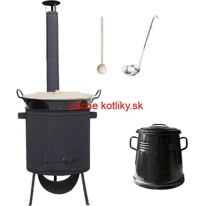 Smaltovaný kotol 100 L + žiaruvzdorná kotlina 42 PLUS 600 4 MM + Nádoba na masť 10 L