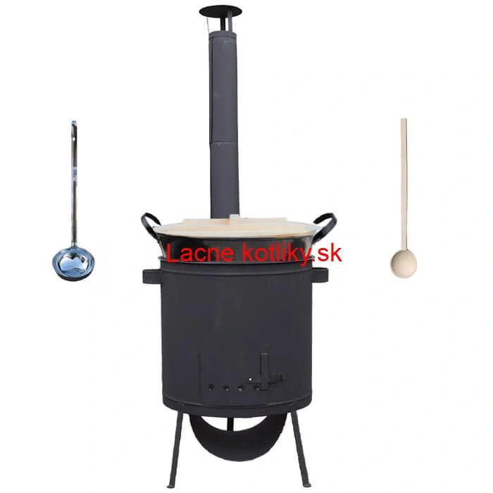 Smaltovaný kotol 100 L + žiaruvzdorná kotlina 42 PLUS 600 4 MM + varecha a naberačka BIG PARTY