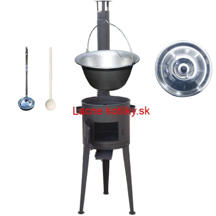 Nerezový kotlík 30 L (1,5 mm) + vysoká žiaruvzdorná kotlina (2,0 mm) HODO 47 cm PLUS 600 + vareška + naberačka