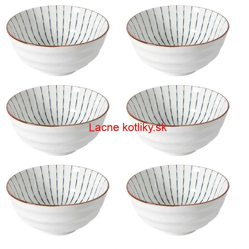 Sada 6 ks veľkých keramických misiek na guláš a polievky, 1 liter