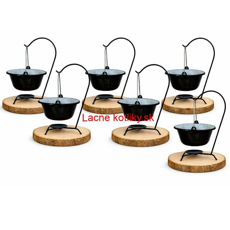 Súprava 6 drevených podnosov z prírodného plátku dreva s kôrou Ø 20–24 cm