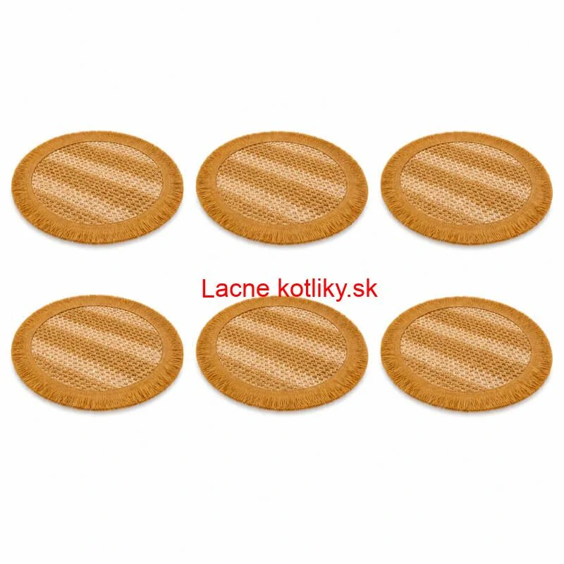 Okrúhle prírodné podložky pod tanier so strapcami 37 cm, 6 ks