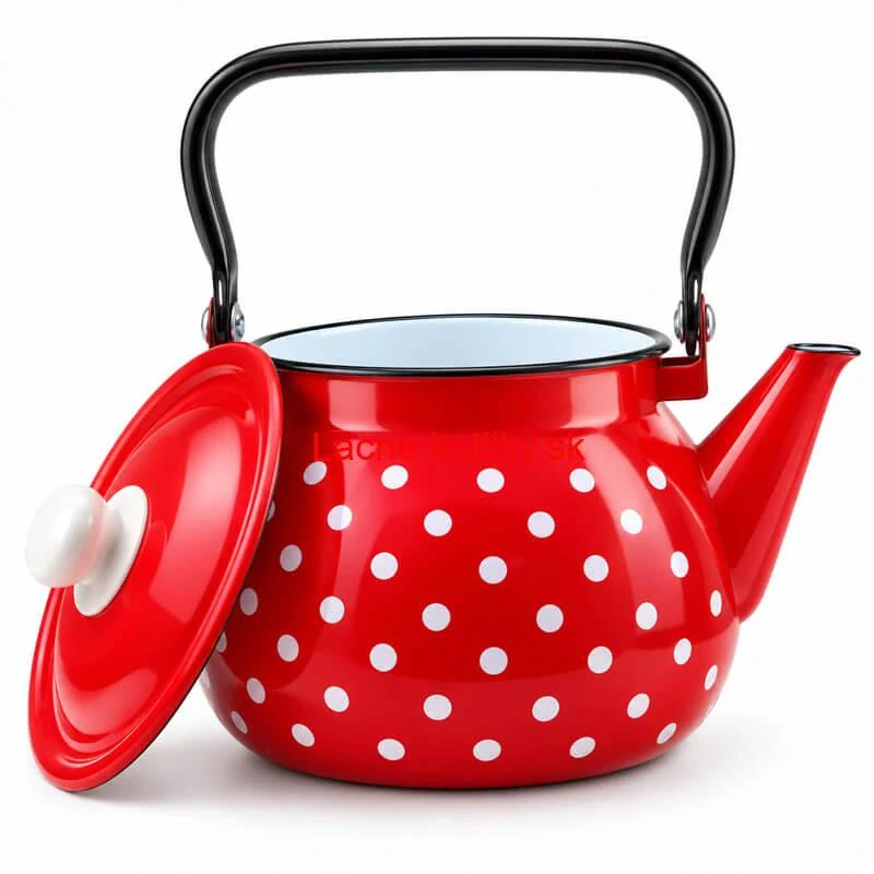 Bodkovaná smaltovaná kanvica 2,5 l – červená