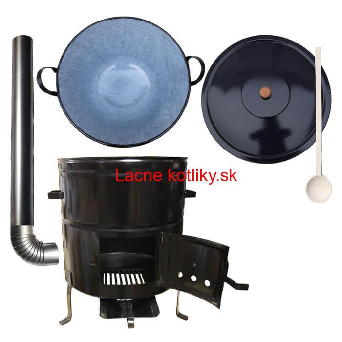 Zabíjačkový smaltovaný kotol 70 L + kovová kotlina 56 cm + dymovod