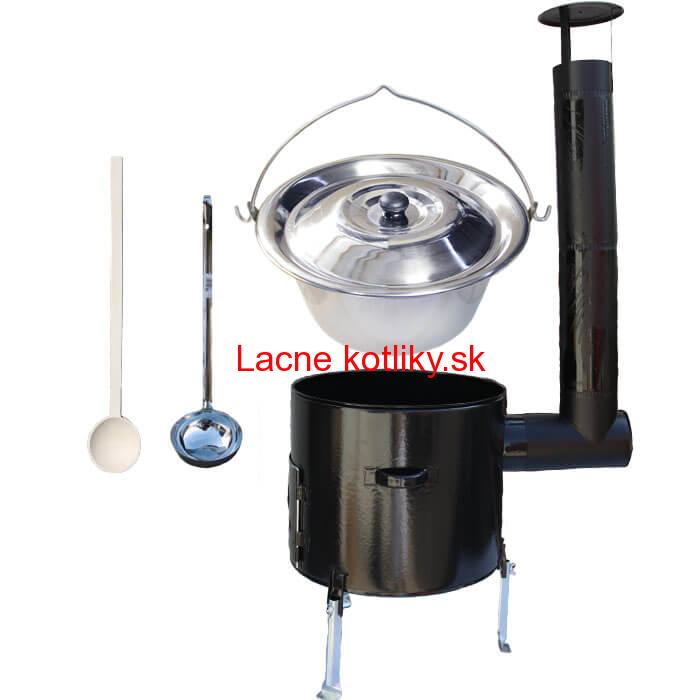 Antikorový kotlík 8 L (0,8 mm) + smaltovaná kotlina 31 cm + vareška a naberačka Easy party