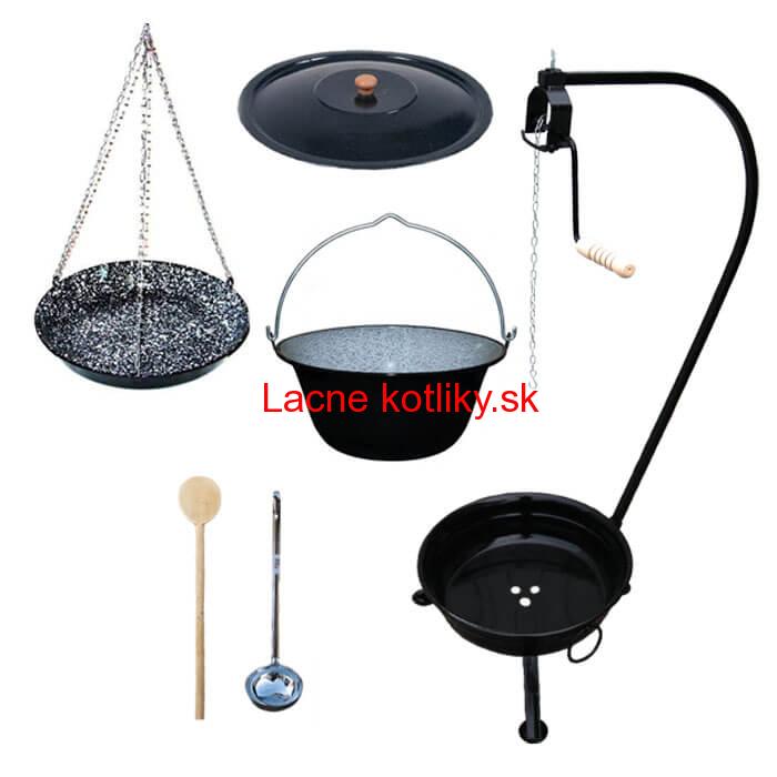 Smaltovaný kotlík 10 L (1,2 mm) + smaltovaná panvica + prenosné ohnisko