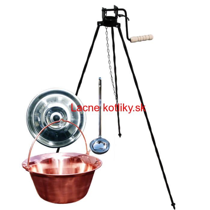 Medený kotlík 10 L (1,2 mm) + pokrievka + stojan s kladkou VAR