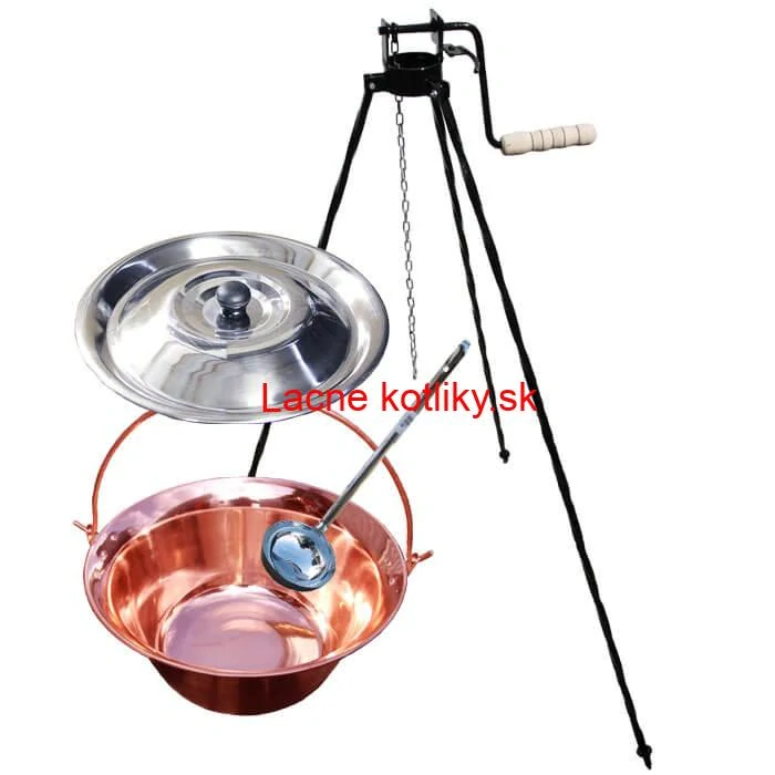 Medený kotlík 14 L (1,2 mm) + pokrievka + stojan s kladkou VAR