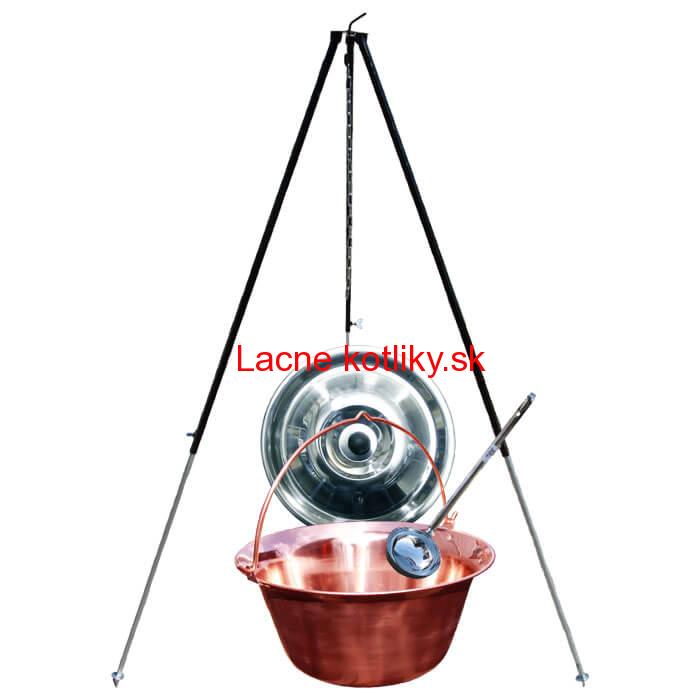 Medený kotlík 30 L (1,2 mm) + pokrievka + klasická teleskopická trojnožka