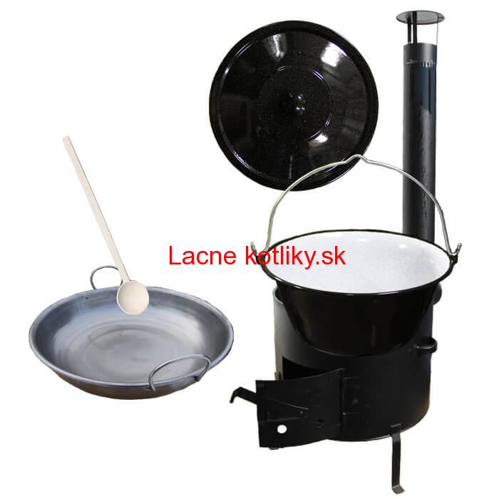 Smaltovaný kotlík 30 L (1,2 mm) + železná grilovacia panica s uškami GRILL PARTY