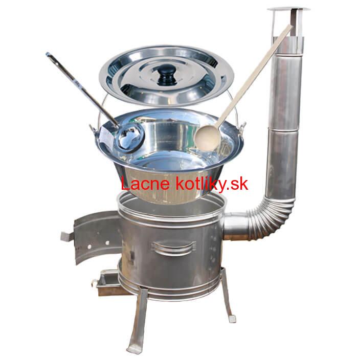 Antikorový kotlík 10 L (0,8 mm) + nerezová kotlina 31 cm + vareška a naberačka TOPLUX